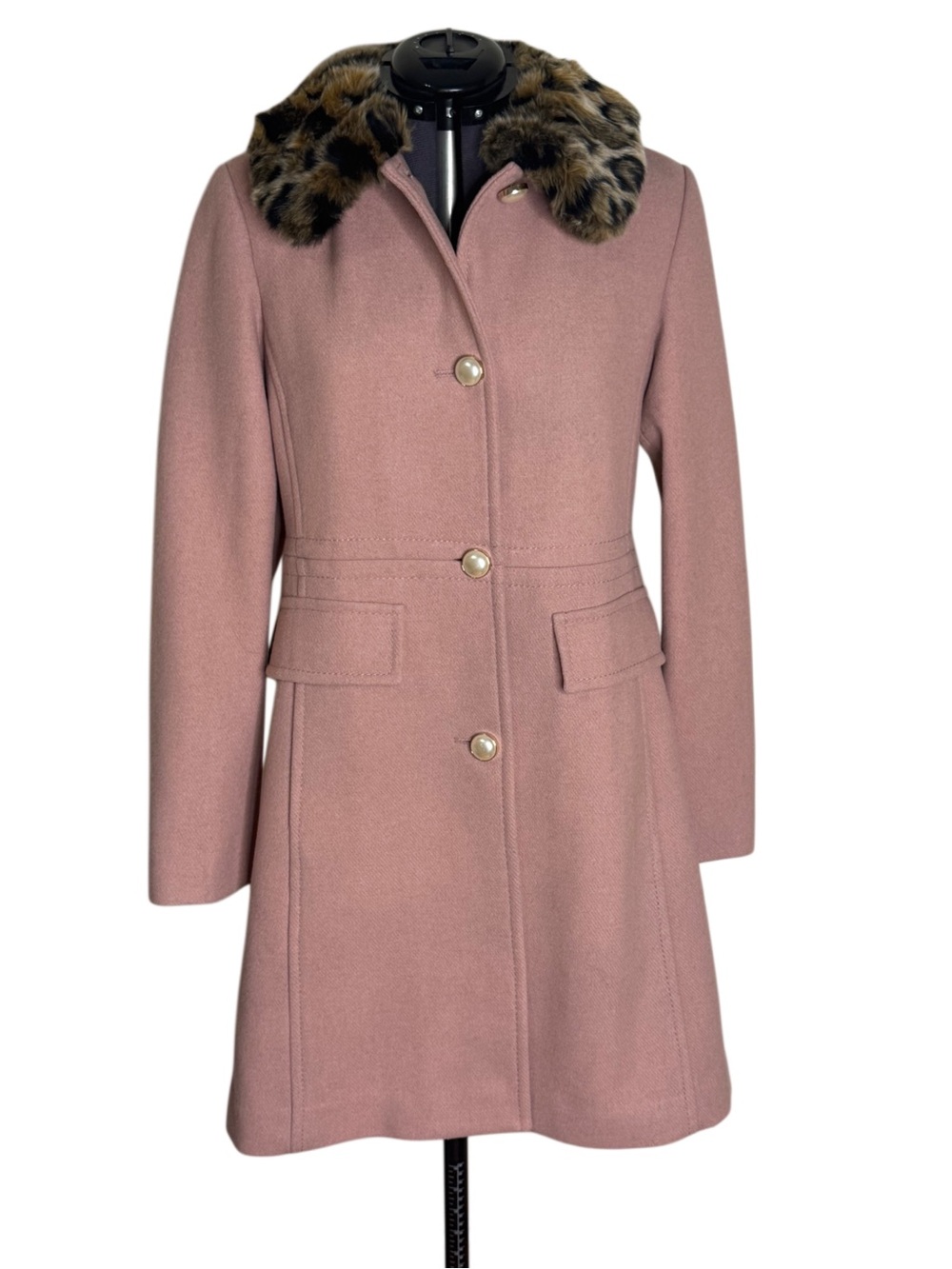Kate Spade Wool Coat Faux Fur Collar